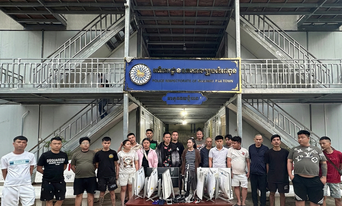 Ổ nhóm này ngồi ở khu Tam Thái Tử, Campuchia để lừa đảo. Ảnh: Công an cung cấp
