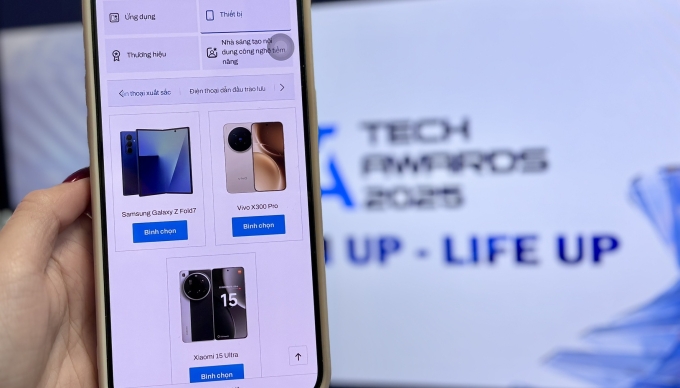 Giao diện vòng bình chọn Tech Awards 2025. Ảnh: Thái Anh