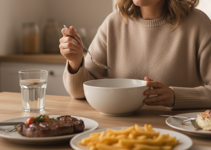 Chế độ ăn nhiều chất béo lâu dài có thể dẫn đến ung thư gan - Minh họa AI: Thu Anh