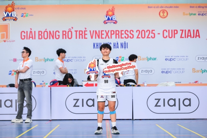 Vũ Dương Bảo Thy tại chung kết giải bóng rổ trẻ VnExpress 2025 - Cup Ziaja, hôm 7/12. Ảnh: VYB