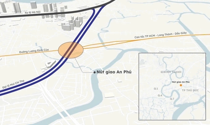 Vị trí nút giao An Phú. Đồ hoạ: Khánh Hoàng
