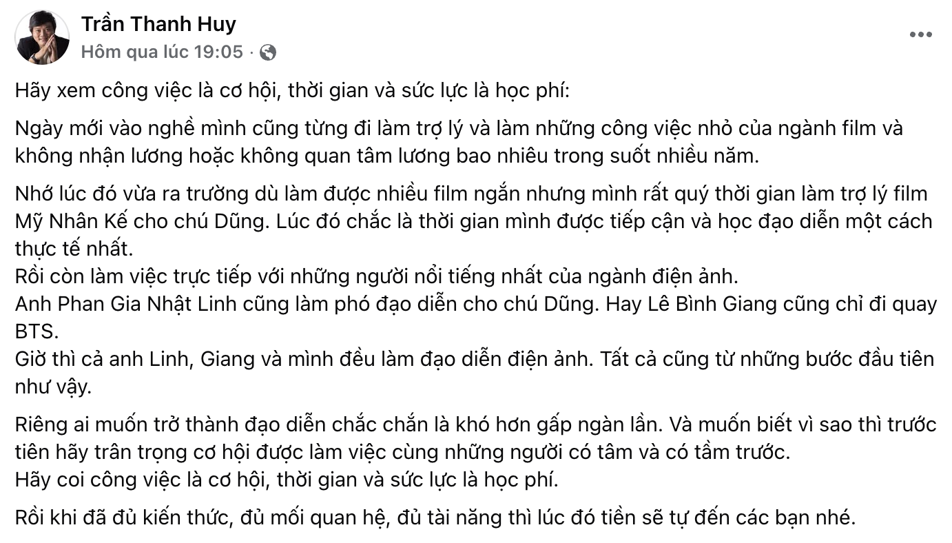 Ồn ào tuyển trợ lý không lương của đạo diễn Quang Dũng: Chuyên gia trong nghề lên tiếng bênh vực- Ảnh 3. Ồn ào tuyển trợ lý không lương của đạo diễn Quang Dũng: Chuyên gia trong nghề lên tiếng bênh vực- Ảnh 3.