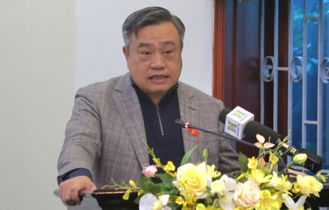 Chủ nhiệm Uỷ ban Kiểm tra Trung ương Trần Sỹ Thanh phát biểu tại buổi tiếp xúc cử tri, chiều 15/12. Ảnh: Hoàng Phong