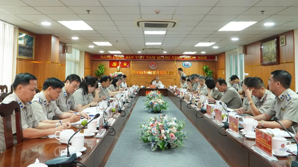 Toàn cảnh Hội nghị kiểm điểm tập thể Ban Chấp hành Đảng bộ THADS TP.HCM năm 2025. Ảnh: CẨM TÚ thads-tp-hcm-no-luc-trong-nam-ban-le-hoat-dong-theo-mo-hinh-moi-3.jpeg