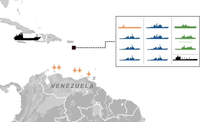 Bài binh bố trận của Mỹ ở Venezuela. Bấm vào ảnh để xem chi tiết