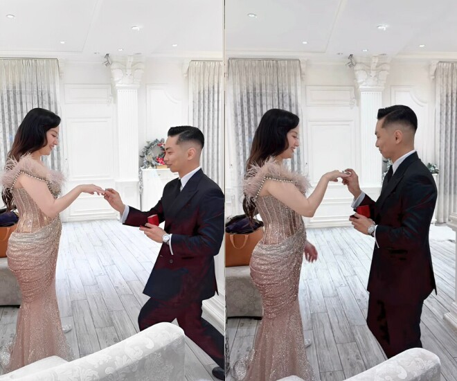 Phan Hiển lại "cầu hôn" Khánh Thi bằng nhẫn kim cương, vợ chồng có 3 con vẫn tình như mới cưới 1 Phan Hiển đưa nhẫn cho Khánh Thi theo phong cách cầu hôn.