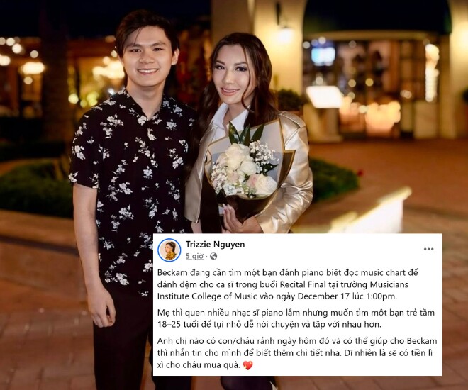 Quý tử Bằng Kiều nối nghiệp bố làm ca sĩ, ngoại hình điển trai bất ngờ, được mẹ ruột đầu tư hết cỡ 1 Trizzie Phương Trinh muốn tìm kiếm bạn tập nhạc cho con đầu lòng.
