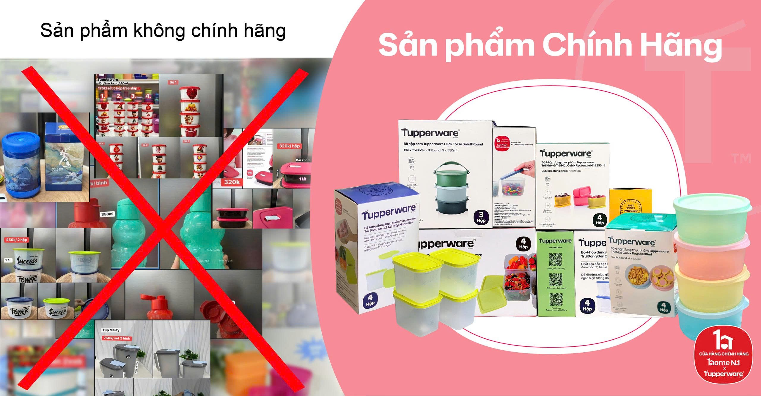 Hàng trôi nổi gắn mác Tupperware, không rõ nguồn gốc xuất hiện ngày càng nhiều trên các trang thương mại điện tử và hội nhóm Tupperware dễ gây nhầm lẫn.