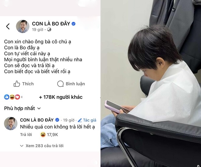 Sao Việt 24h: Bé Bo nhà Hòa Minzy 6 tuổi đăng status hút gần 200.000 like, trầm ngâm vì "3 năm chưa trả lời hết comment" 1 Bé Bo tự cầm máy, tự đăng tải dòng trạng thái trên trang cá nhân khiến nhiều người bất ngờ.
