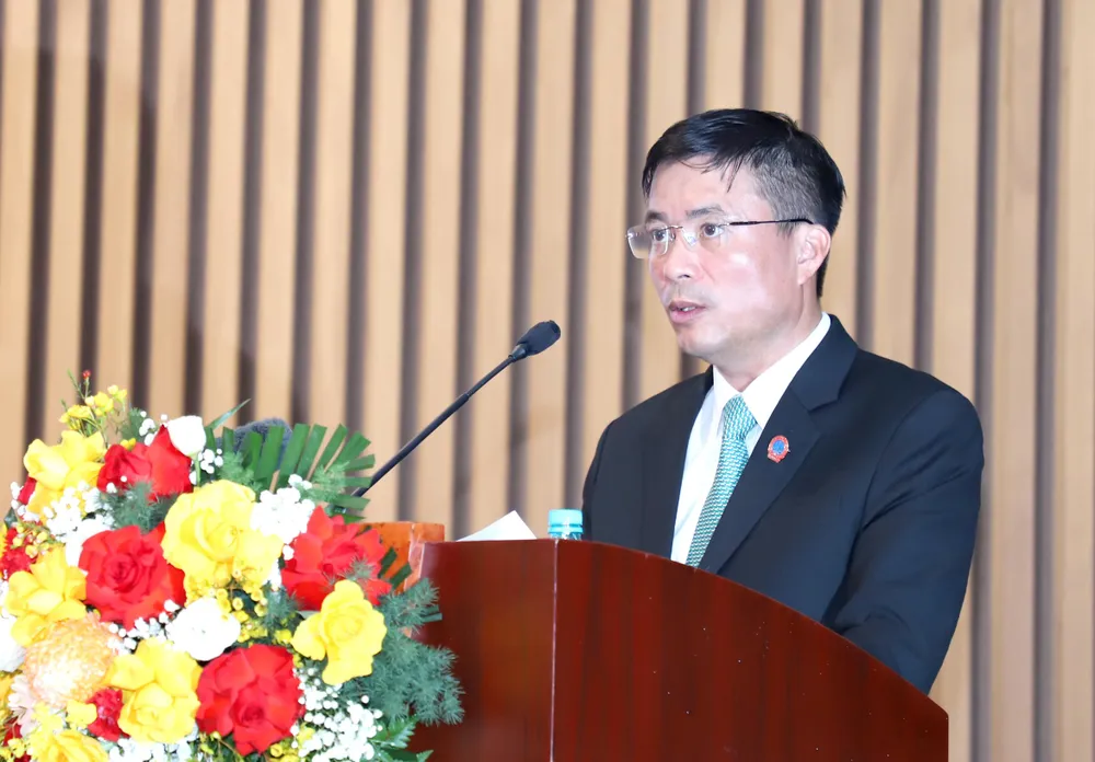 Ông Nguyễn Xuân Kỳ, Chánh án TAND TP Hà Nội phát biểu khai mạc Hội nghị. Ảnh: Nam Anh TAND TP Hà Nội Nguyễn Xuân Kỳ.jpg