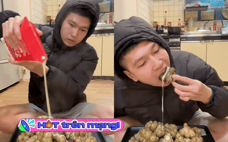 Thanh niên đăng clip ăn gừng luộc rưới sữa đặc giữ ấm mùa đông khiến toàn thể dân mạng... bị lừa!- Ảnh 1. Thanh niên đăng clip ăn gừng luộc rưới sữa đặc giữ ấm mùa đông khiến toàn thể dân mạng... bị lừa!- Ảnh 1.