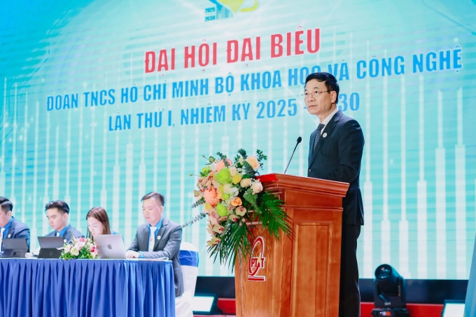 Bộ trưởng Khoa học và Công nghệ Nguyễn Mạnh Hùng chia sẻ tại Đại hội. Ảnh: Lưu Quý