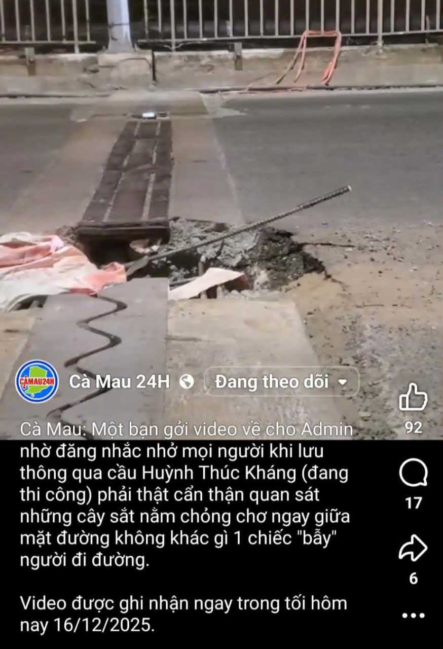 Cà Mau:Thi công cầu Huỳnh Thúc Kháng gây lo ngại an toàn giao thông giờ cao điểm- Ảnh 1.