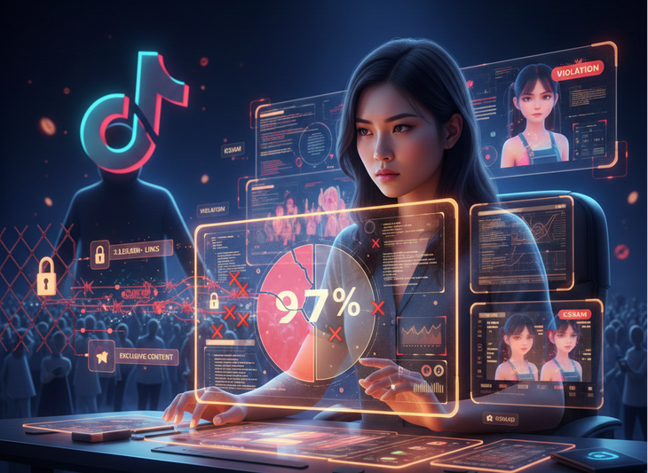 TikTok nói gỡ 97% nội dung độc hại, nhưng video AI khiêu dâm trẻ em vẫn hút triệu lượt thích 1 TikTok nói gỡ 97% nội dung độc hại, nhưng video AI khiêu dâm trẻ em vẫn hút triệu lượt thích - Ảnh 1.