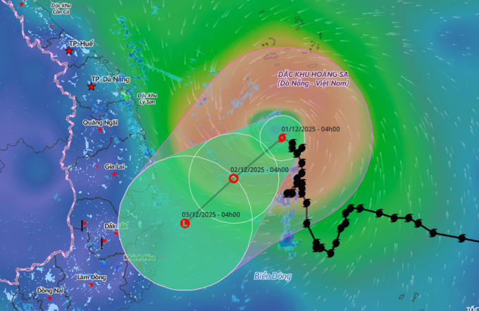 Dự báo hướng đi của bão Koto. Ảnh: Hệ thống giám sát thiên tai