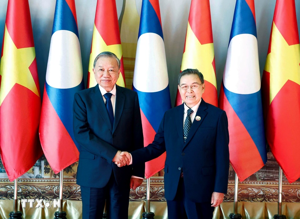 Tổng Bí thư Tô Lâm hội kiến Chủ tịch Quốc hội Lào - Ảnh 1.