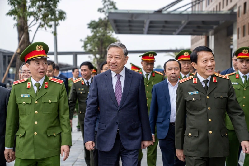 Tổng Bí thư Tô Lâm, Đại tướng Lương Tam Quang - Bộ trưởng Bộ Công an và các thành viên đoàn công tác thăm và làm việc tại Trung tâm Dữ liệu Quốc gia. du-lieu-quoc-gia.jpg