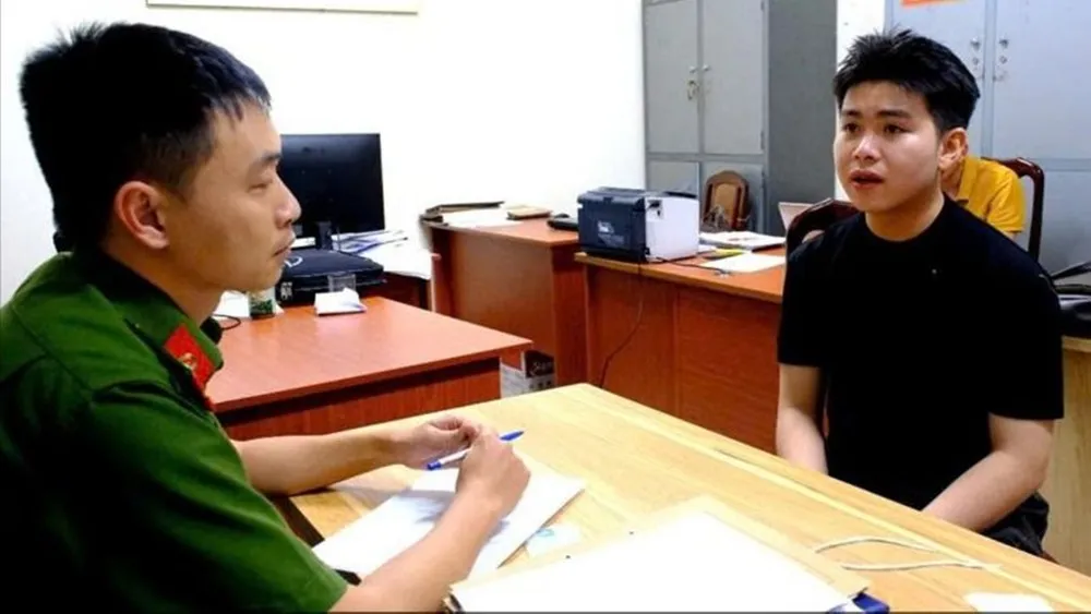 Nguyễn Lâm Thái tại cơ quan công an. IMG_6394.jpeg