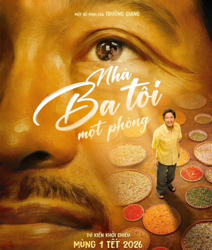 Poster phim Nhà ba tôi một phòng do Trường Giang đạo diễn và đóng chính. Ảnh: Đoàn phim cung cấp