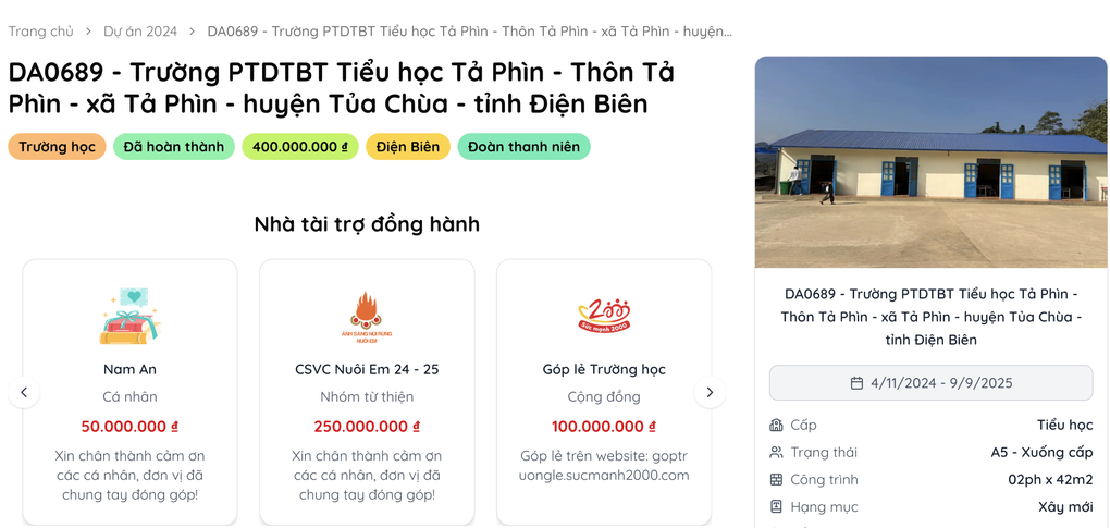 Trường vừa khánh thành, dự án cùng cha đẻ Nuôi em lại kêu gọi xây mới - 1