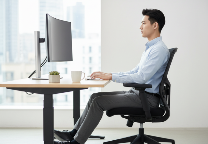 Tư thế ngồi đúng giúp bảo vệ cột sống và sức khỏe sinh lý của nam giới. Ảnh minh họa: AI