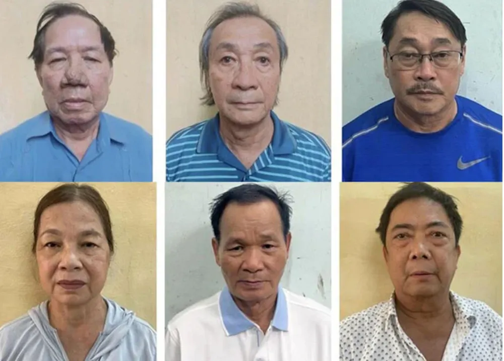 Một số bị can trong vụ án. Ảnh: BCA Quốc Cường Gia Lai bị can.png