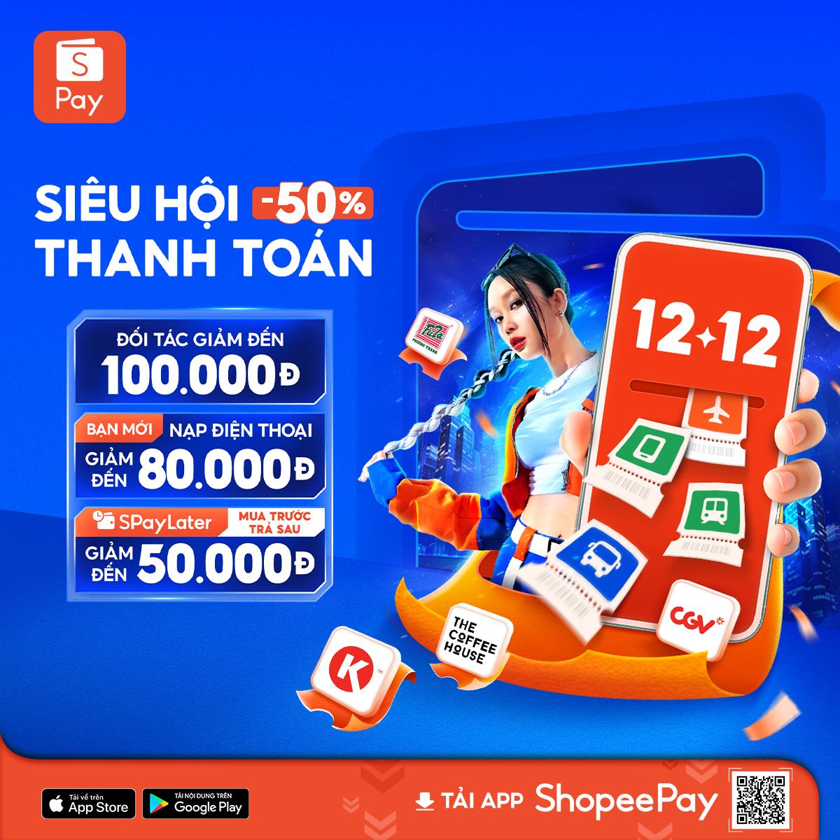 ShopeePay khởi động SIÊU HỘI THANH TOÁN GIẢM 50% 12.12: Ưu đãi phủ trọn mọi nhu cầu cuối năm- Ảnh 1. ShopeePay khởi động SIÊU HỘI THANH TOÁN GIẢM 50% 12.12: Ưu đãi phủ trọn mọi nhu cầu cuối năm- Ảnh 1.