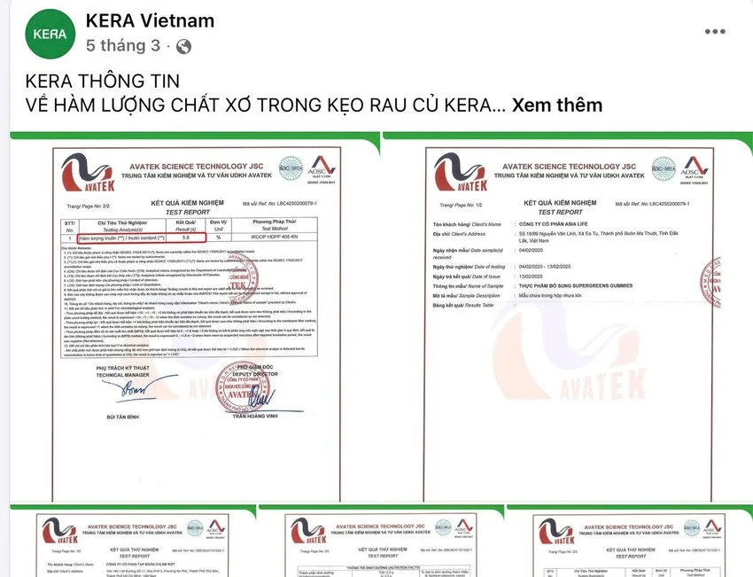 Công ty Avatek đã làm phiếu kết quả thử nghiệm giả đối với kẹo Kera. Ảnh chụp màn hình vu-an-xay-ra-tai-cong-ty-da-kiem-nghiem-keo-kera-vo-chong-cuu-thu-ky-pho-chu-nhiem-van-phong-chinh-phu-sap-hau-toa-.jpeg
