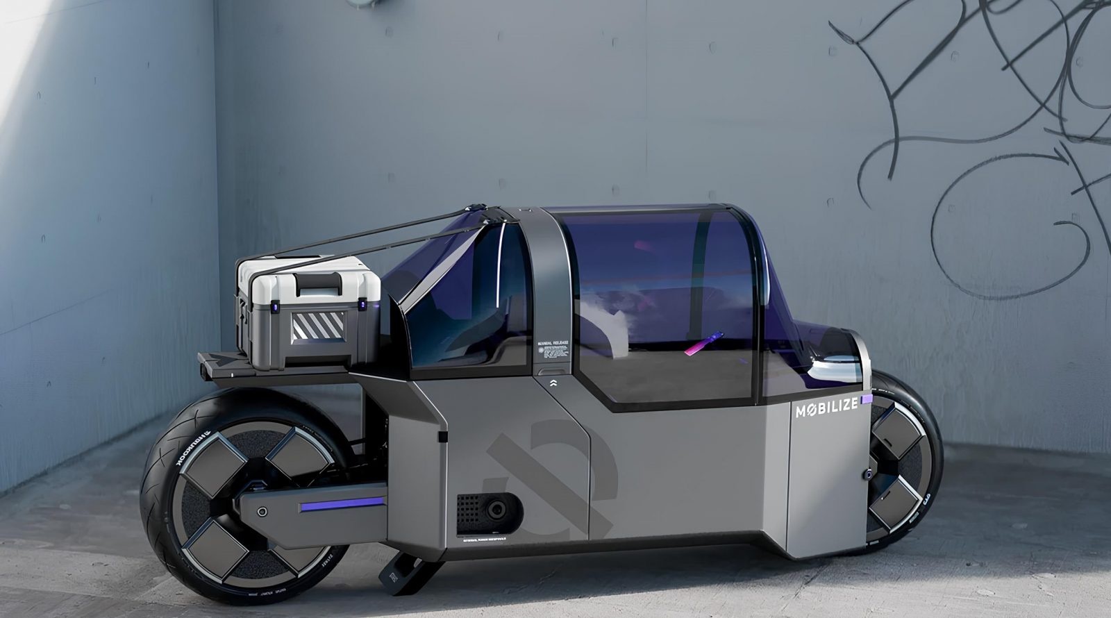 Xe máy điện có cabin, cốp, đai an toàn như ô tô vẫn cực kỳ nhỏ gọn 1 xe máy điện - Ảnh 1.