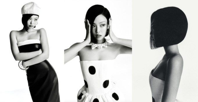 Jennie tạo dáng trong loạt ảnh đen trắng. Ảnh: V Magazine