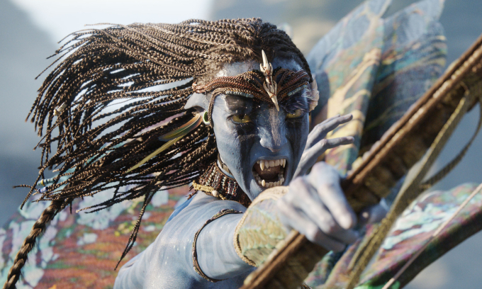 Diễn viên Zoe Saldaña trong tạo hình nhân vật Neytiri trong Avatar 3. Ảnh: 20th Century Studios