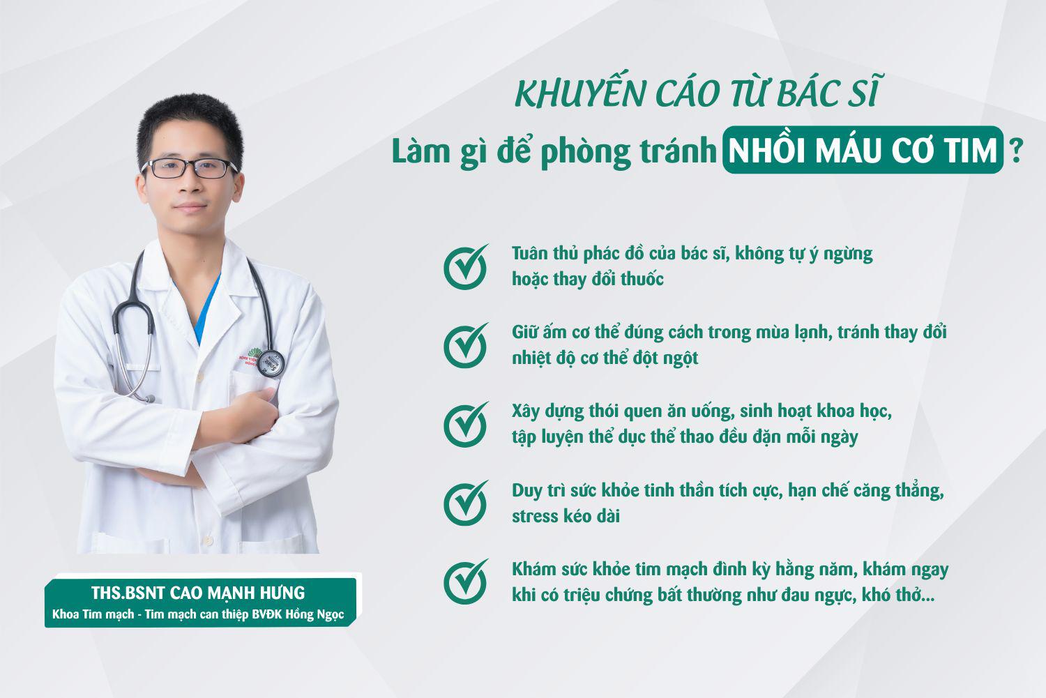 Nhồi máu cơ tim tăng đột biến trong mùa lạnh: Khuyến cáo từ bác sĩ 3 Khuyến cáo từ bác sĩ chuyên khoa Tim mạch: Cách phòng tránh nhồi máu cơ tim khi trời lạnh