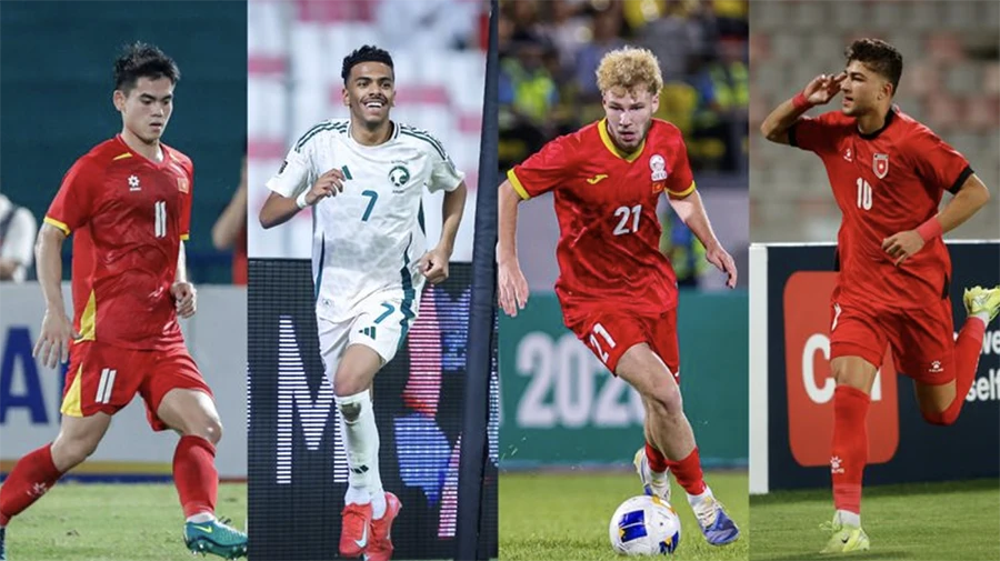 4 ngôi sao đáng chú ý ở bảng A, trong đó có Văn Khang (trái) của U-23 Việt Nam. ẢNH: AFC u-23-viet-nam.png