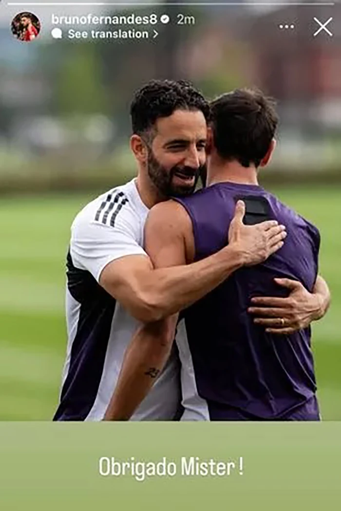 Bruno Fernandes đã gửi lời chia tay đến Amorim. ẢNH: INSTAGRAM bruno-fernandes.jpg