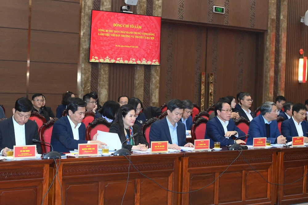 Các đại biểu tham dự buổi làm việc. Ảnh: Nhân Dân cac-dai-bieu-tham-du-buoi-lam-viec.jpg