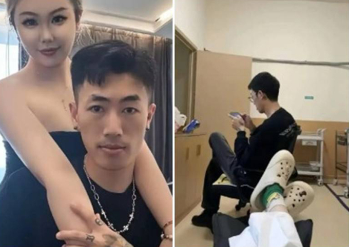 Bạn trai của nữ điều dưỡng có mặt ở bệnh viện nhiều lần, với các trang phục khác nhau. Ảnh chụp màn hình