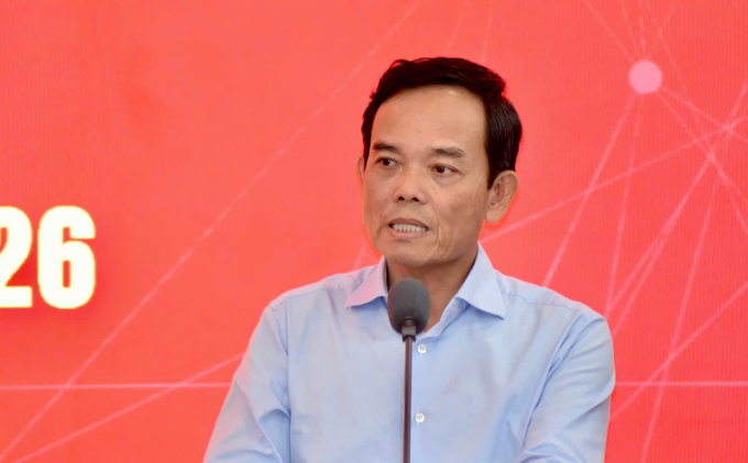 Bí thư Thành ủy TP HCM Trần Lưu Quang phát biểu tại hội nghị, sáng 14/1. Ảnh: An Phương