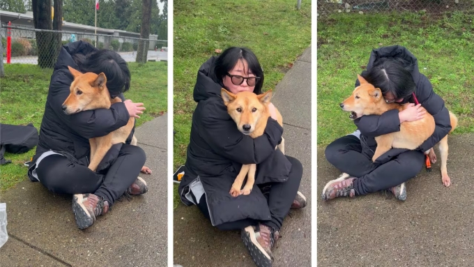 Ji ôm Bami khi gặp lại sau gần hai tháng đi lạc. Ảnh: CBC