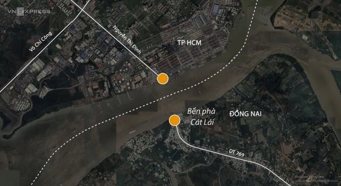 Vị trí xây cầu Cát Lái. Đồ họa: Hoàng Khánh