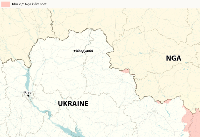 Vị trí khu dân cư Khopyanki, tỉnh Chernihiv. Đồ họa: RYV