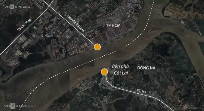 Vị trí xây cầu Cát Lái. Đồ họa: Hoàng Khánh