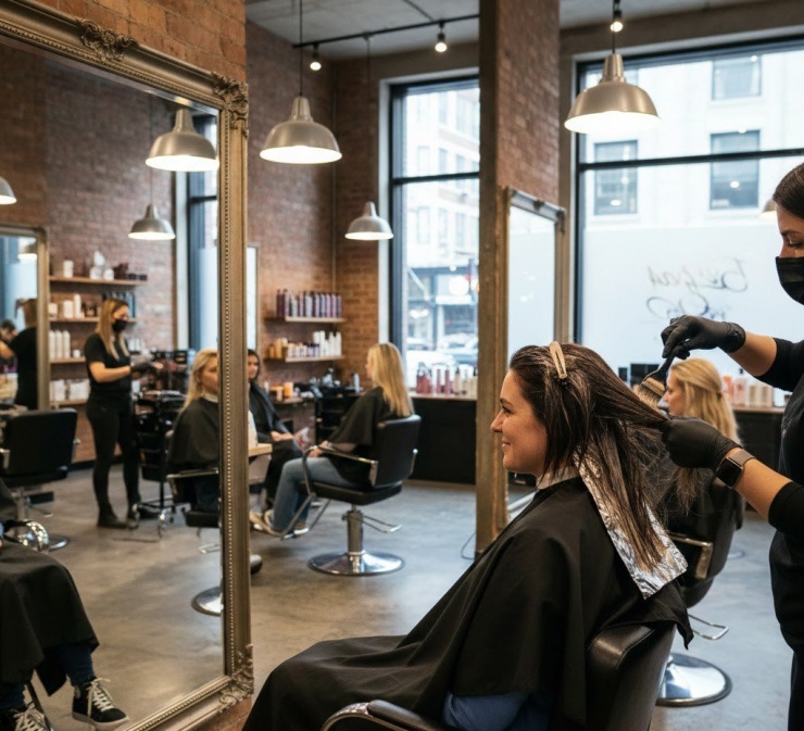 Khi nhuộm tóc nên đeo găng tay, đảm bảo không gian thông thoáng để hạn chế hít phải hơi hóa chất.