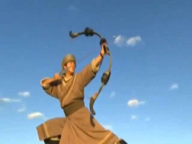 Cảnh "nhất tiễn song điêu" của Lý Á Bằng