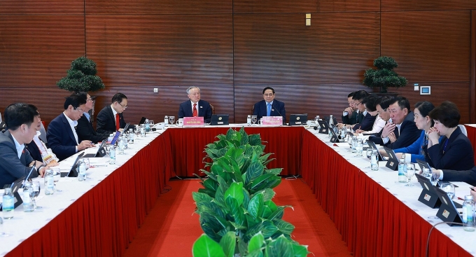 Thủ tướng Chính phủ Phạm Minh Chính phát biểu trong buổi thảo luận văn kiện tại Đoàn, chiều 20/1. Ảnh: TTXVN