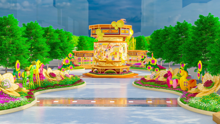 Trục xoay liên tục của đèn tái hiện những khung cảnh dân gian quen thuộc trong dịp Tết, qua đó tôn vinh giá trị truyền thống và bản sắc văn hóa dân tộc.