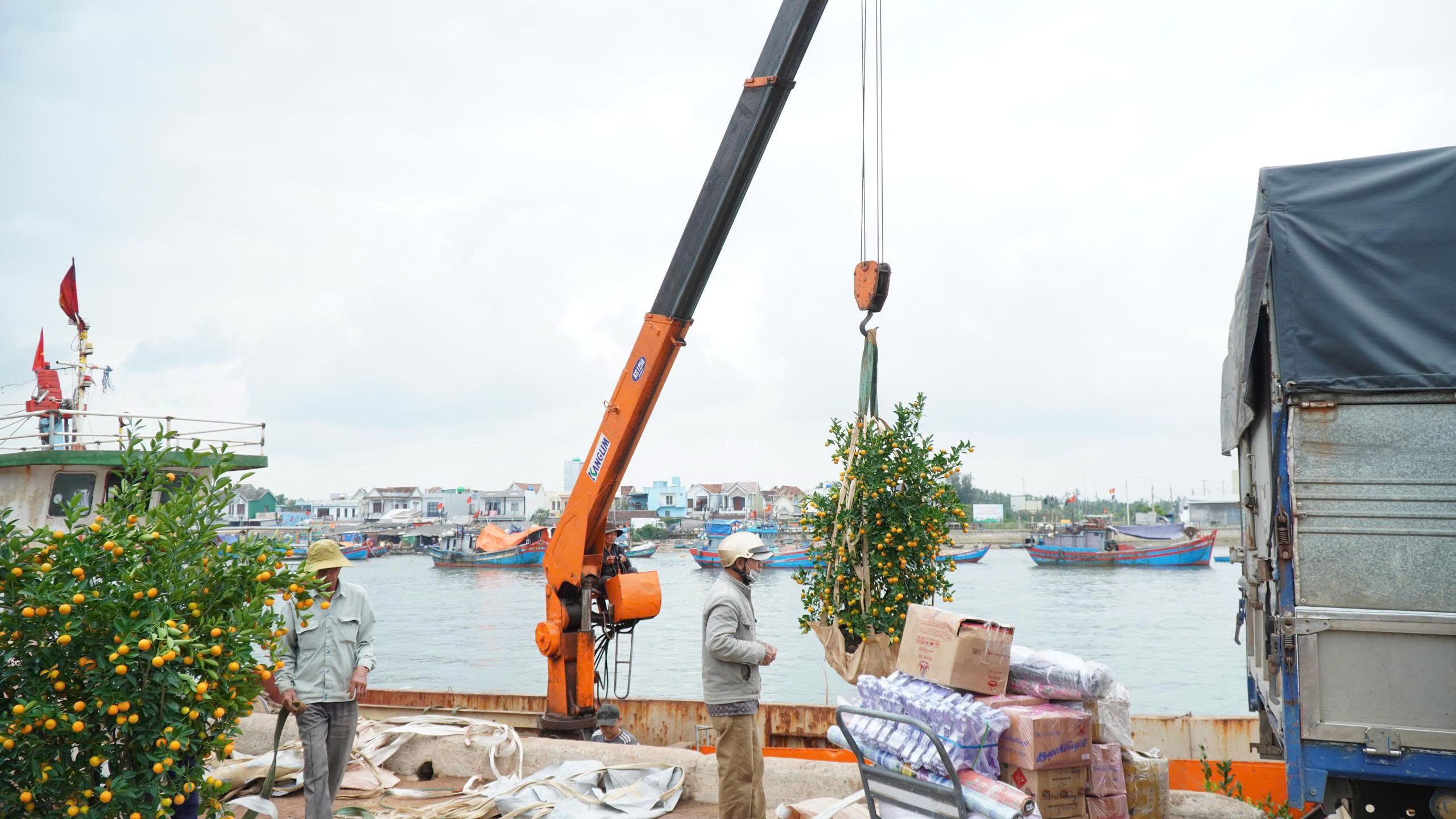 Đưa hàng Tết ra đảo Lý Sơn: Không để thiếu hụt nguồn hàng phục vụ người dân- Ảnh 4. Đưa hàng Tết ra đảo Lý Sơn: Không để thiếu hụt nguồn hàng phục vụ người dân- Ảnh 4.