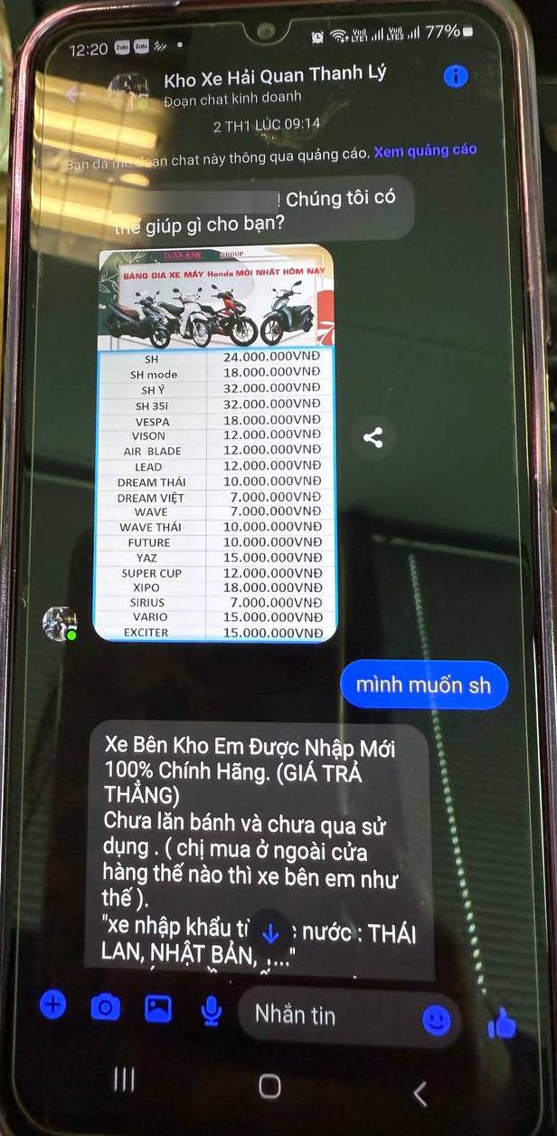 Nhấp vào đường link 