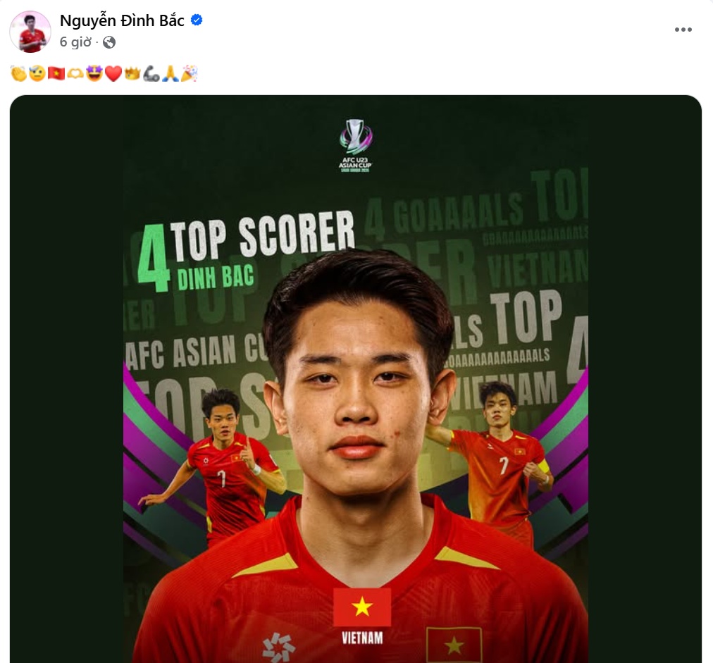 Động thái cực thú vị của Đình Bắc khi nhận danh hiệu Vua phá lưới châu Á, thốt lên: Trời ơi!- Ảnh 2. Động thái cực thú vị của Đình Bắc khi nhận danh hiệu Vua phá lưới châu Á, thốt lên: Trời ơi!- Ảnh 2.