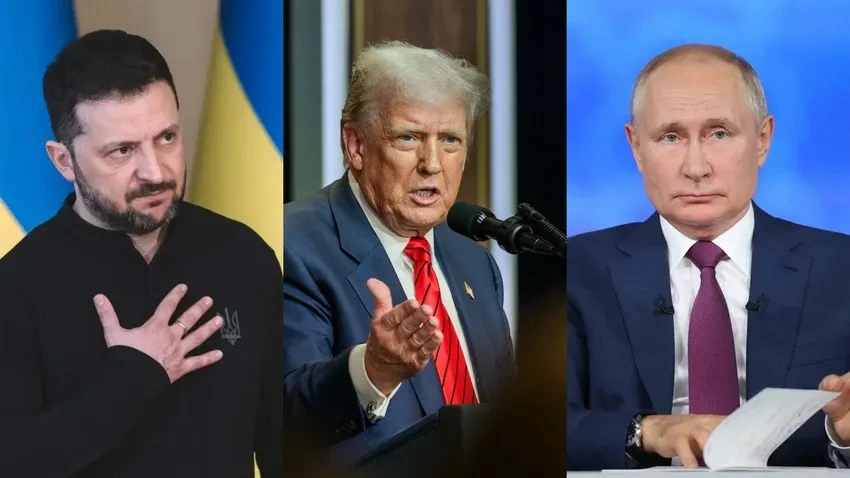 (Từ trái sang) Tổng thống Ukraine Volodymyr Zelensky, Tổng thống Mỹ Donald Trump và Tổng thống Nga Vladimir Putin. Ảnh: BLOOMBERG/WHITE HOUSE/TASS