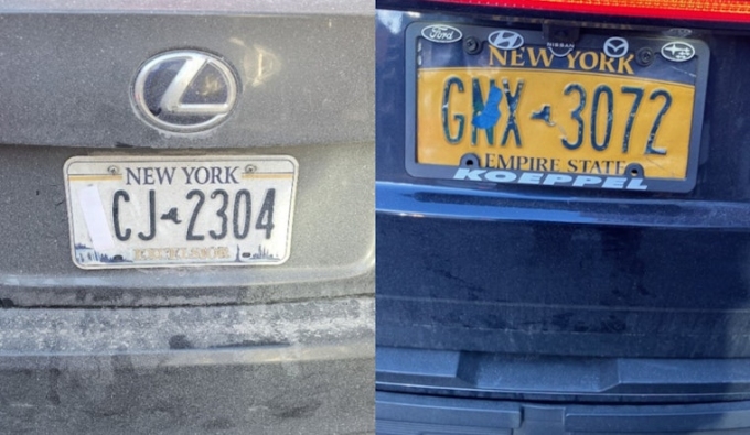 Các biển số bị che phủ cố ý tại New York, Mỹ. Ảnh: Hoodline